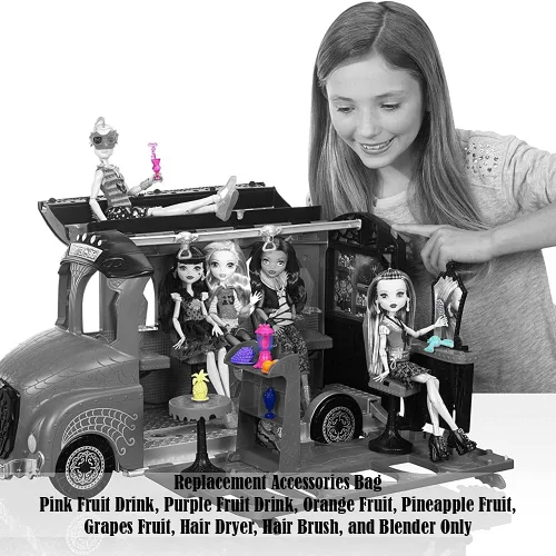Miniatura 3 de Piezas de repuesto para Monster High Deluxe Bus Playset - FCV63 ~ Bolsa de accesorios de repuesto ~ Bebidas de frutas, secador de pelo, licuadora