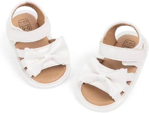 Miniatura 48 de Meckior Sandalias de verano con punta abierta y suave de piel sintética para bebés y niñas pequeñas
