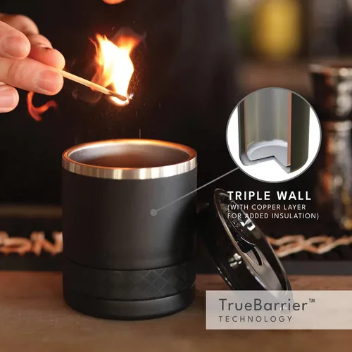 Miniatura 7 de Elemental Recess Vaso bajo de 10 oz, taza de acero inoxidable de triple pared con tapa de Tritan no fracturable, vaso de whisky aislado, taza