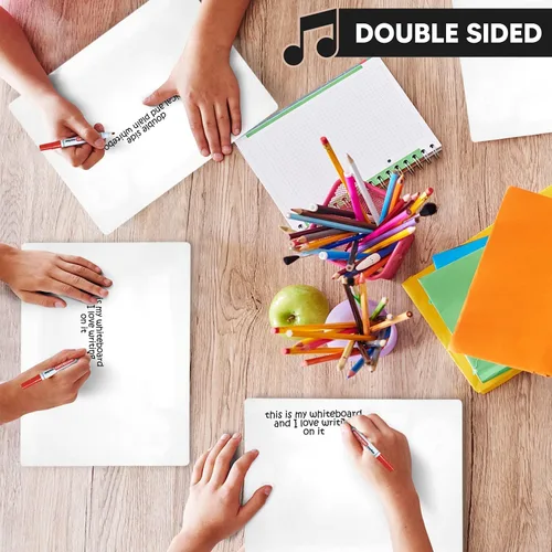 Miniatura 9 de SCRIBBLEDO Pizarra blanca de borrado en seco de 11 x 14 pulgadas, portátil, duradera, portátil, de doble cara, para niños, estudiantes, músicos