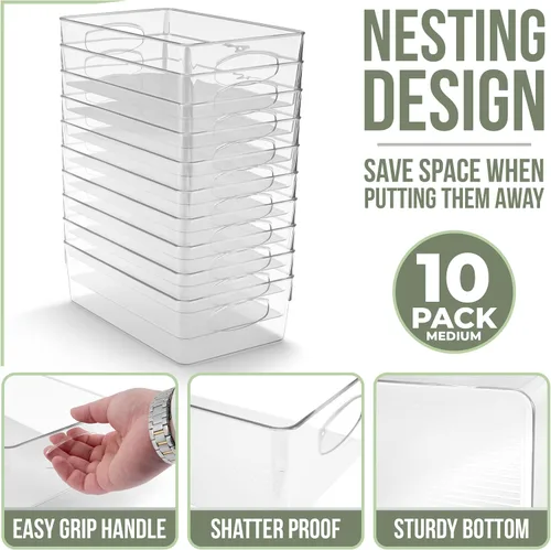 Miniatura 2 de Sorbus Juego de 10 Contenedores de Plástico Transparente Medianos – Contenedores Transparentes para Organizar, Organizadores de Refrigerador