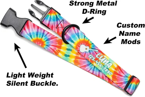 Miniatura 4 de Tie Dye Dog Collar Personalized (X-Small 5/8")