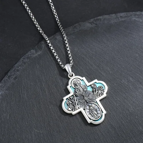 Miniatura 201 de Collar de plata de ley 925 con medalla de San Patrón, colgante de protección católica, amuleto, joyería religiosa para hombres y mujeres