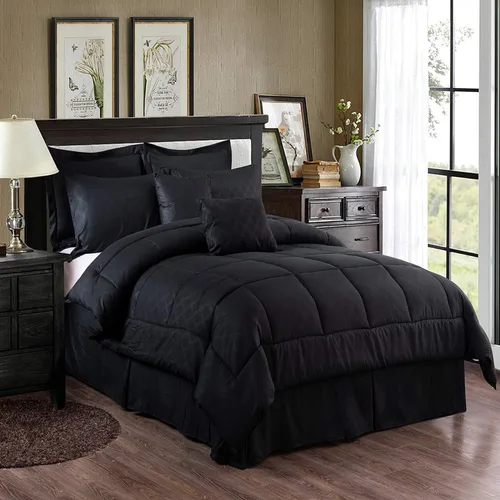 Miniatura 8 de JML - Juegos de edredón de ropa de cama de microfibra con fundas. Patrón bordado y acolchado de color sólido de lujo. Ideal para cualquier