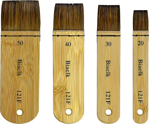 Juego de 4 pinceles profesionales de merluza para acuarela, mango corto, ardilla, mezcla de cabello, tamaño 20, tamaño 30, tamaño 40, tamaño 50,