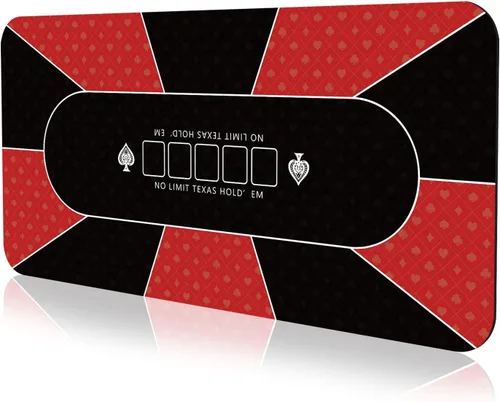 Miniatura 22 de Tapete de póquer de 94 x 47 pulgadas con bordes cosidos más fuertes, tapete de goma de póquer Texas Hold'em para 10 jugadores, cubierta de póquer