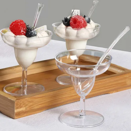 Miniatura 9 de Efavormart Paquete de 24 Vasos de Margarita de Plástico Transparente Cristalino Mini de 2 onzas con Cucharas, Juego de Copa y Cuchara Desechable