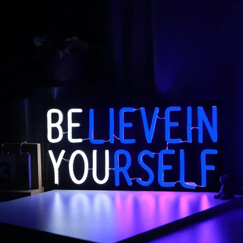 Miniatura 3 de Letrero de neón Believe in Yourself alimentado por USB para decoración de habitación, letrero de luz de neón LED regulable para dormitorio de niños