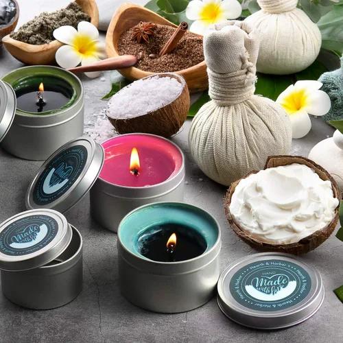 Miniatura 5 de Hearth & Harbor Tarros de vela de estaño para hacer velas, contenedores de velas de bricolaje con tapas, tarros de velas de metal, almacenamiento