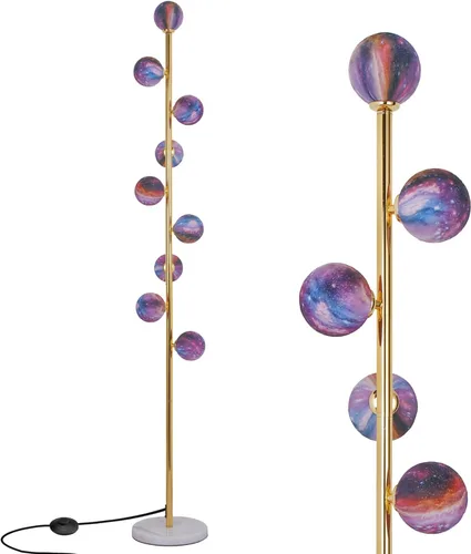 Miniatura 8 de Hsyile Lámpara de pie moderna y creativa para sala de estar, dormitorio, oficina, lámpara de pie de poste alto con globo, lámpara de árbol con Cromo