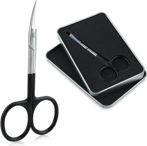 Miniatura 12 de Qunzhao Tijeras de cutícula para mujeres y hombres, curvadas de acero inoxidable con punta de aseo, cuchillas de manicura, uñas para piel seca (1)