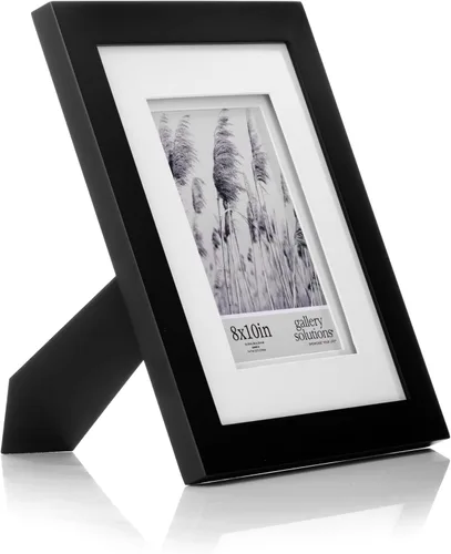 Miniatura 3 de Gallery Solutions - Marco de fotos negro plano de 8 x 10 pulgadas - Soporte de mesa o pared - Para fotos de 5 x 7 pulgadas con doble paspartú blanco