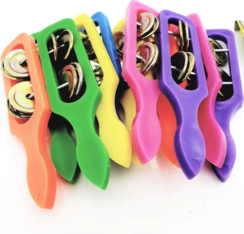 Miniatura 6 de Zugar Land - 12 platillos con asas de plástico (5 pulgadas) - Suministros para fiestas infantiles, instrumentos musicales preescolares, emisores