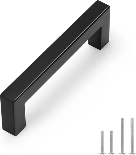 Miniatura 10 de Probrico - Tiradores cuadrados de acero inoxidable para puerta de armario o cajón, color negro, 0.5 pulgadas de ancho, Negro