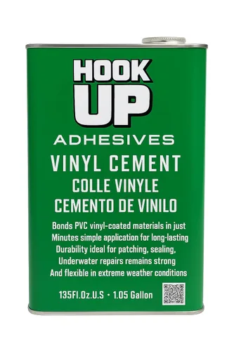 Miniatura 4 de HOOK UP Cemento de vinilo – Pegamento de reparación de revestimiento de piscina impermeable para vinilo y PVC, cemento de contacto flexible
