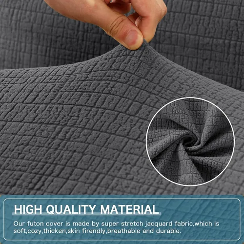 Miniatura 7 de H.VERSAILTEX Funda 100% impermeable para futón sin brazos, funda de sofá jacquard elástica para futón, funda de sofá impermeable doble, protector