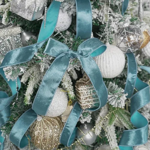 Miniatura 6 de MEEDEE Cinta de terciopelo azul de 1.5 pulgadas, 25 yardas, terciopelo triturado para árbol de Navidad, coronas, lazos