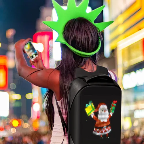 Miniatura 7 de Mochila para laptop con pantalla programable, mochila LED para laptop con control de aplicación, bolsa LED impermeable, viajes, mochila