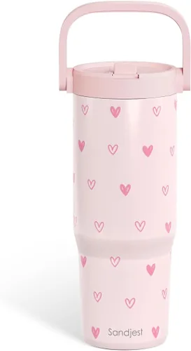 Miniatura 26 de SANDJEST Besties - Vaso de acero inoxidable con tapa para pajita de 30 onzas con asa de transporte para mujeres, niñas, mejores amigas, taza de café