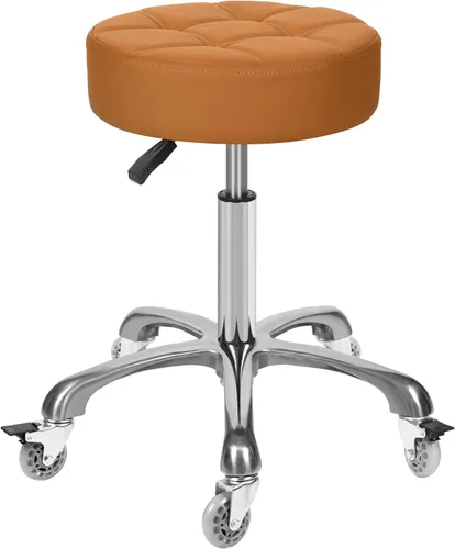 Miniatura 14 de Taburete ajustable resistente – Taburetes con ruedas giratorias de bloqueo – Taburetes giratorios sin respaldo para belleza, peluquería, spa, hogar