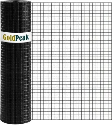 GoldPeak Black Hardware Cloth Malla de 1 pulgada 36'' x 50' calibre 17, rollo de malla de alambre de pollo con revestimiento de vinilo, cercado de