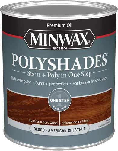 Miniatura 57 de Minwax PolyShades Tinte de Madera + Acabado de Poliuretano – Cuarto, Roble Misión, Brillo Mission Oak