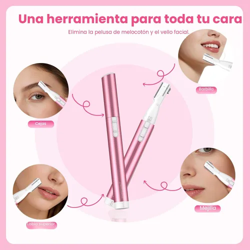Miniatura 5 de Recortador de cejas mejorado, maquinilla de afeitar eléctrica de precisión para mujer, removedor de vello facial operado por batería con peine, sin