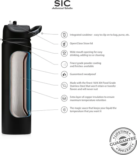Miniatura 5 de Seriously Ice Cold SIC - Termos de botella de agua aislada de 27 onzas, acero inoxidable al vacío de triple capa, sin BPA, tapa de boca ancha