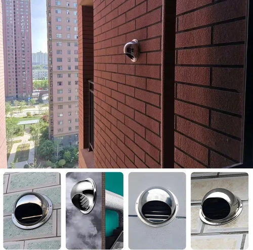Miniatura 7 de Salida de ventilación de pared de 4, 6, 8, 10, 12 pulgadas, cubierta de ventilación de aire 304, extractor externo con nariz de acero inoxidable