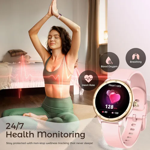 Miniatura 5 de EIGIIS Relojes inteligentes Android para mujer, 1.27 pulgadas, HD, esfera romana, relojes deportivos, rastreadores de actividad con monitor de sueño