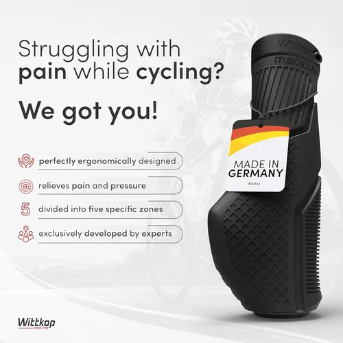 Miniatura 2 de Wittkop Empuñaduras de bicicleta con innovador diseño de 3 zonas fabricadas en Alemania - Comodidad ergonómica antideslizante y zonas EFC para un