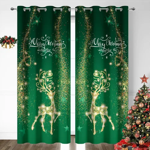 Miniatura 16 de Cortinas rojas de Navidad para sala de estar, juego de 2 paneles, cortinas de ventana de terciopelo rojo de 63 pulgadas de largo, cortinas