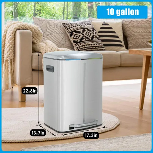 Miniatura 7 de Basurero de cocina de acero inoxidable de 16 galones, 60 litros, 13 galones, 50 litros, 10 galones/40 L, con tapa y barril extraíble, cubo de basura