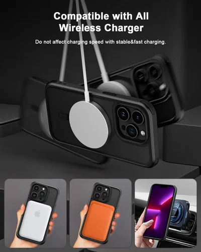 Miniatura 2 de Mobnano Funda para iPhone 13 Pro, compatible con MagSafe, funda transparente con anillo magnético, diseño multicolor protector a prueba de golpes