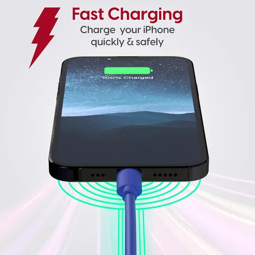 Miniatura 3 de TALK WORKS cable Lightning de carga para iPhone, cable MFI resistente de 10 pies de largo para iPhone 13, 12, 11, Pro/Max/Mini, XR, XS/Max, X, 8, 7