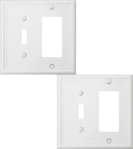 Miniatura 11 de OKAWYC Cubierta de Interruptor de Luz Triple Toggle Luca Placa de Pared Metálica, Paquete de 2 Blanco 3 Gang, Cubierta de Interruptor de Luz Placa