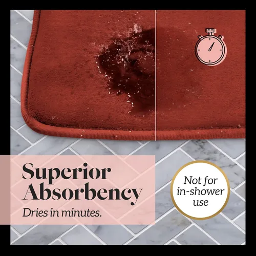 Miniatura 5 de Alfombra de Baño de Espuma Viscoelástica Antideslizante Absorbente Súper Acogedora de Terciopelo para Baño (17 pulgadas X 24 pulgadas, Autumn Glaze)