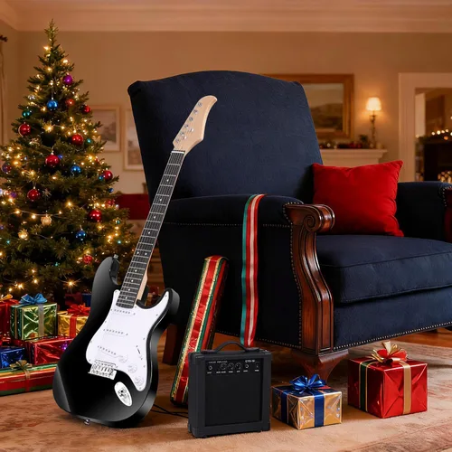 Miniatura 2 de Guitarra eléctrica negra de tamaño completo de 39 pulgadas con amplificador de 10W, paquete de funda para conciertos, correa y púas para Negro