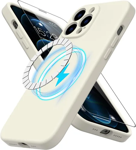 Miniatura 31 de DEENAKIN Funda magnética de silicona para iPhone 12 Pro con protector de pantalla, compatible con MagSafe, protección de cámara, funda protectora