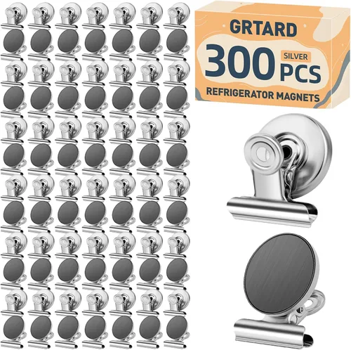 Miniatura 26 de Grtard Paquete de 12 clips magnéticos, imanes de nevera, clips magnéticos fuertes resistentes, clip magnético para pizarra blanca para oficina, Negro
