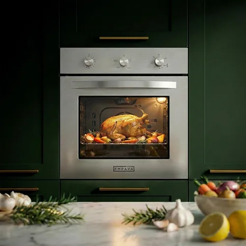 Miniatura 6 de Empava Horno de pared de gas de propano líquido simple de 24 pulgadas. 2.3 pies cúbicos. Funciones de hornear, asar y asador con controles mecánicos