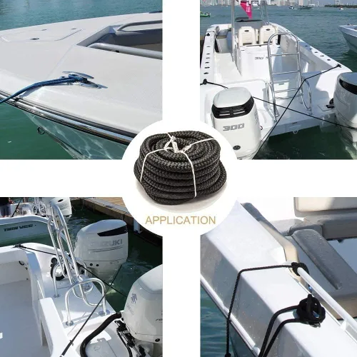 Miniatura 6 de Young Marine Made - Línea de muelle de nailon trenzado doble de 1/2 pulgada x 25 pies para barcos con ojales de 12 pulgadas, paquete de 2
