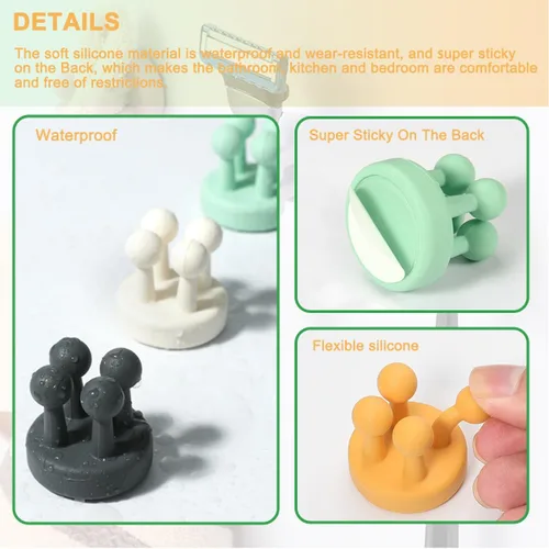 Miniatura 2 de Portacepillos de dientes de silicona para baños, soporte de afeitar para ducha, soporte de cepillado de dientes, soporte de pared para cepillo