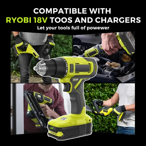 Miniatura 6 de Paquete de 2 baterías de repuesto de 18 V 3.5 Ah para batería Ryobi de 18 V, compatible con herramientas eléctricas y cargadores Ryobi One+
