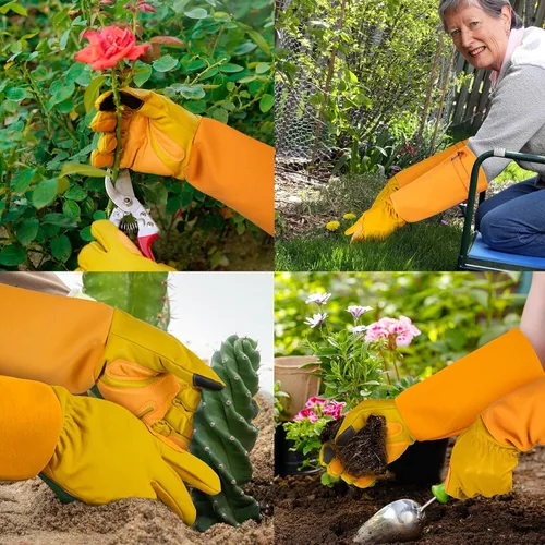 Miniatura 7 de Guantes largos de jardinería para mujeres/hombres, guantes de poda de rosas a prueba de espinas, guantelete resistente, el mejor regalo de jardín