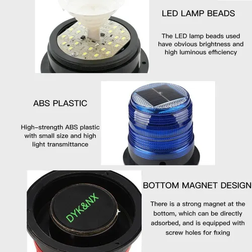 Miniatura 4 de DYK&NX Luz LED de ancla de navegación marina para yate con carga solar, material PC, impermeable y a prueba de polvo para luces de proa y popa