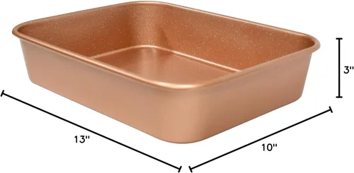 Miniatura 6 de casaWare Cacerola antiadherente para lasaña/asadora con revestimiento de cerámica, 13 x 10 x 3 pulgadas (granito oro rosa)