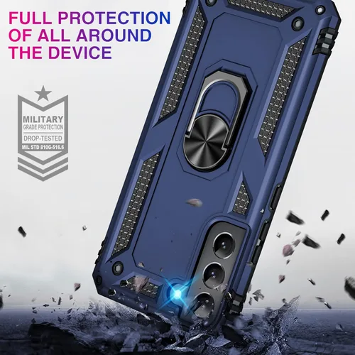 Miniatura 3 de Vaki Funda para Samsung Galaxy S22 5G con Protector de Pantalla Integrado de Grado Militar Cubierta Dura Resistente Armadura de Servicio Pesado Azul