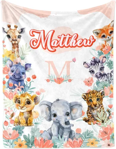 Manta de bebé personalizada, manta con nombre personalizado para niños, bebés y adultos, mantas con animales personalizadas para niñas, niños,