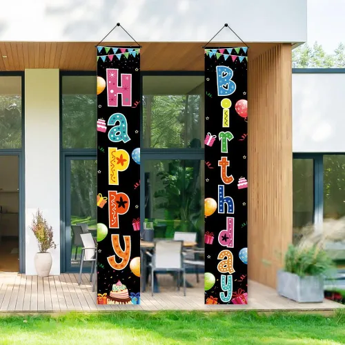 Miniatura 5 de Cartel de decoración de cumpleaños, letrero de puerta de feliz cumpleaños para hombres, mujeres, niños y niñas, ideal para decoración de cumpleaños